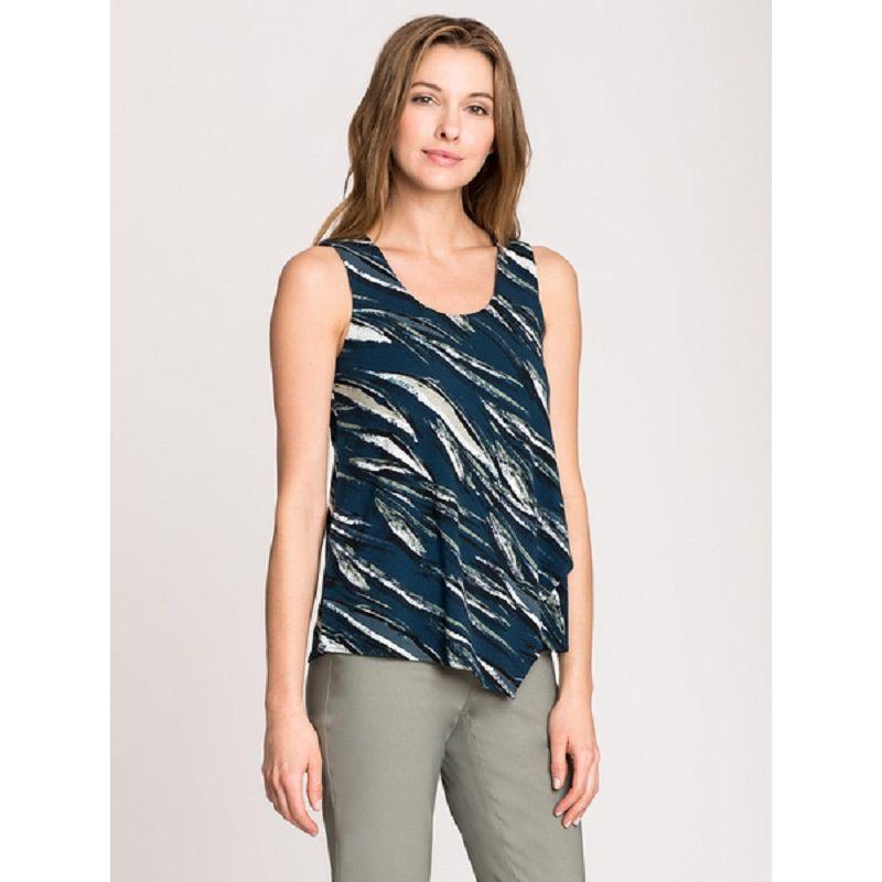 

A- Type Cotton Elastic Sleeveless Fashion Vest Asymmetric Tops Green + flower color PP