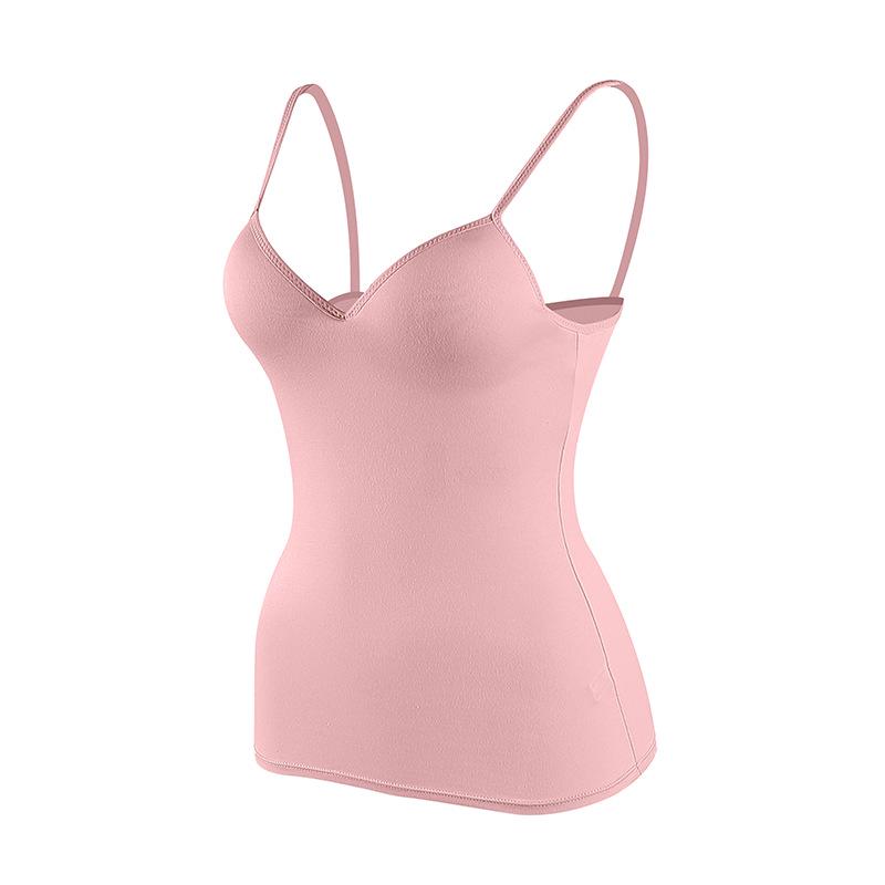 

Женская сексуальная модальная майка с глубоким V-вырезом, фиксированными чашками и красивым дизайном спины S (Up to 90 lbs) розовый