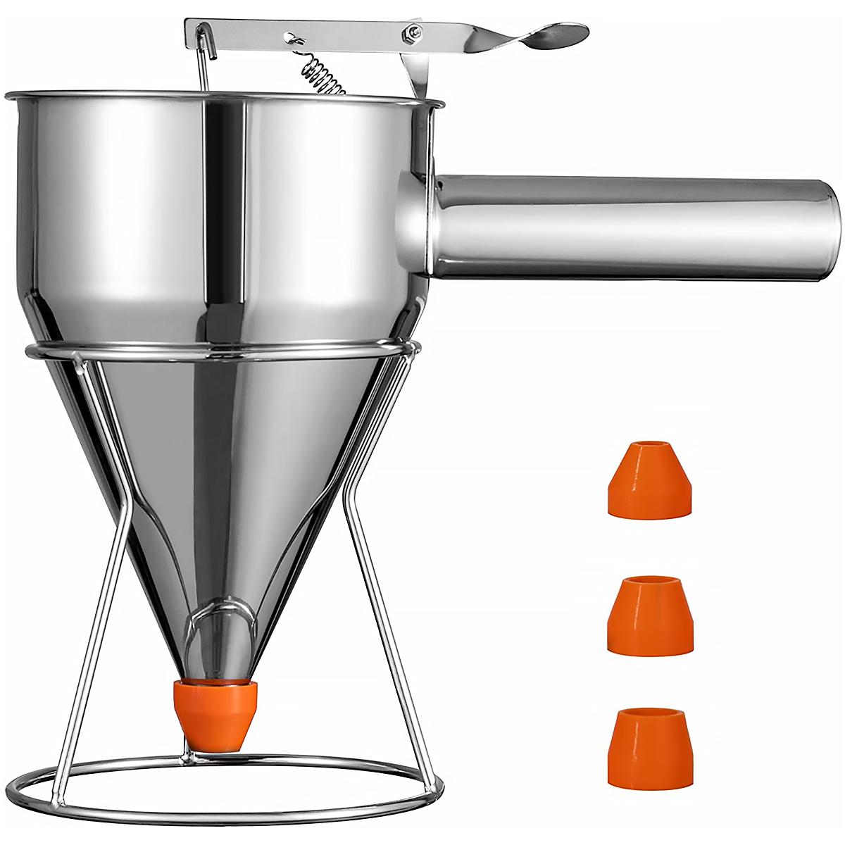 

Диспенсер для блинного теста, мультикалиберный диспенсер-воронка из нержавеющей стали с подставкой, приспособления для выпечки кексов, кухонные гаджеты