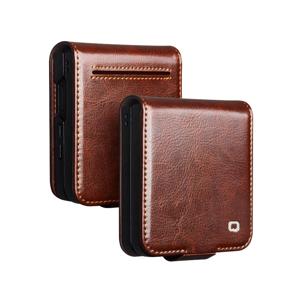 

Natural Genuine Leather Case for Samsung Galaxy Z Flip 7 5G Premium Cowhide Wallet Cover for Samsung Z Flip 7 Case Galaxy Z Flip7 коричневий