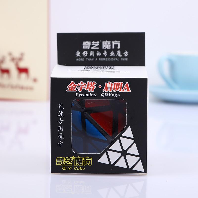 Black Version Speed Cube Puzzle Qiyi Qiming 3x3x3 Pyramid Professional Smoothly Twist Triangle Magic Cube Educational Toys 