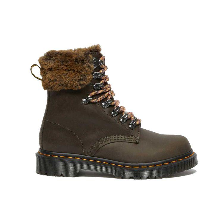 Dr. Martens 1460 Faux Fur Lined Warm Comfortable Boots Women boots Gray-Green 26951481