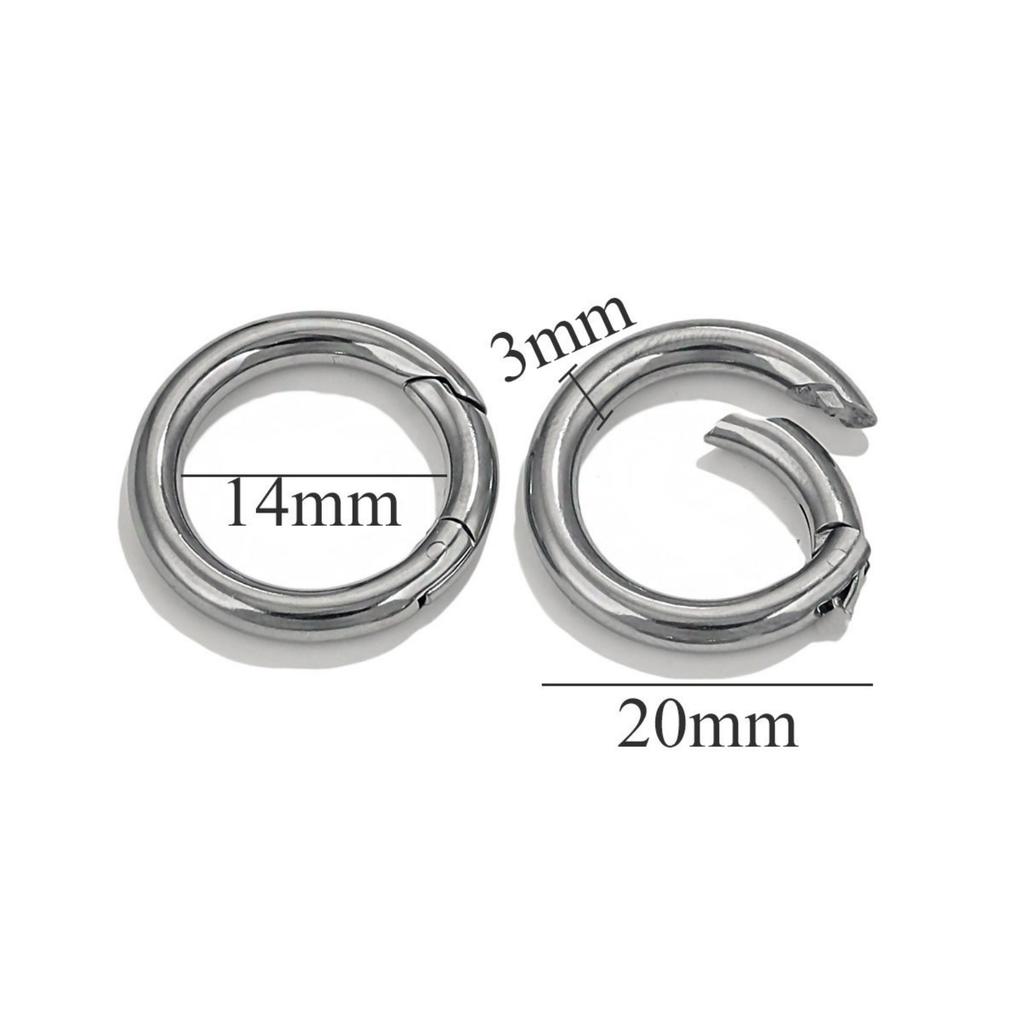 304 Stainless Steel Bolt Spring Ring Clasps Polished Heart Circular Connector DIY Necklace Jewelry Making Lobster Buckle, 1Piece