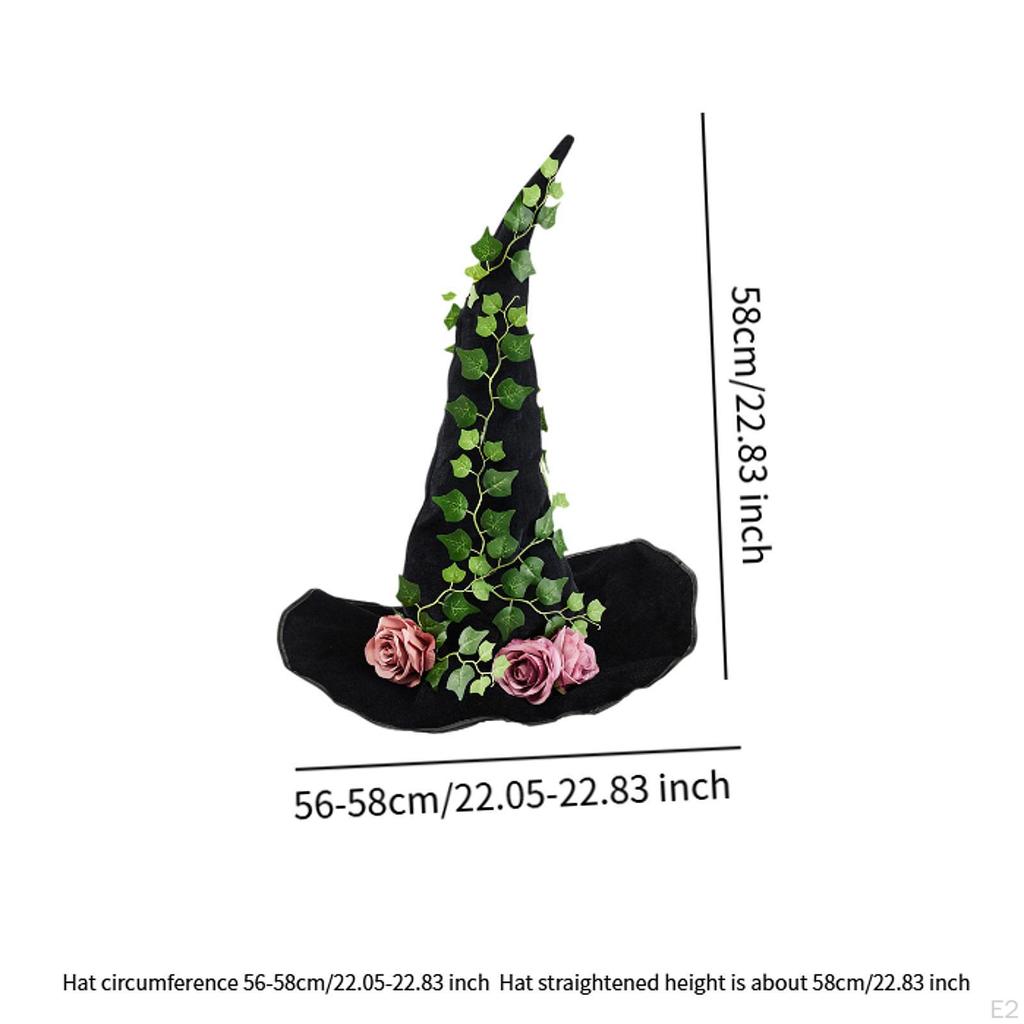Witch Hat Wizard Lightweight Accessory with Rose Vine Leaves Sorceress Cap Party Props Halloween