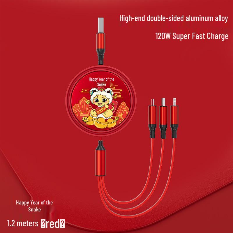 Juran Retractable Multi-Head Fast Charging Cable - 3-in-1 Function