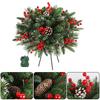Pre-lit Christmas Tree Urn Filler 20 Inch Artificial Pine Tree with Pinecone Red Berries Battery Powered Light Up Planter Filler with Tripod Stake