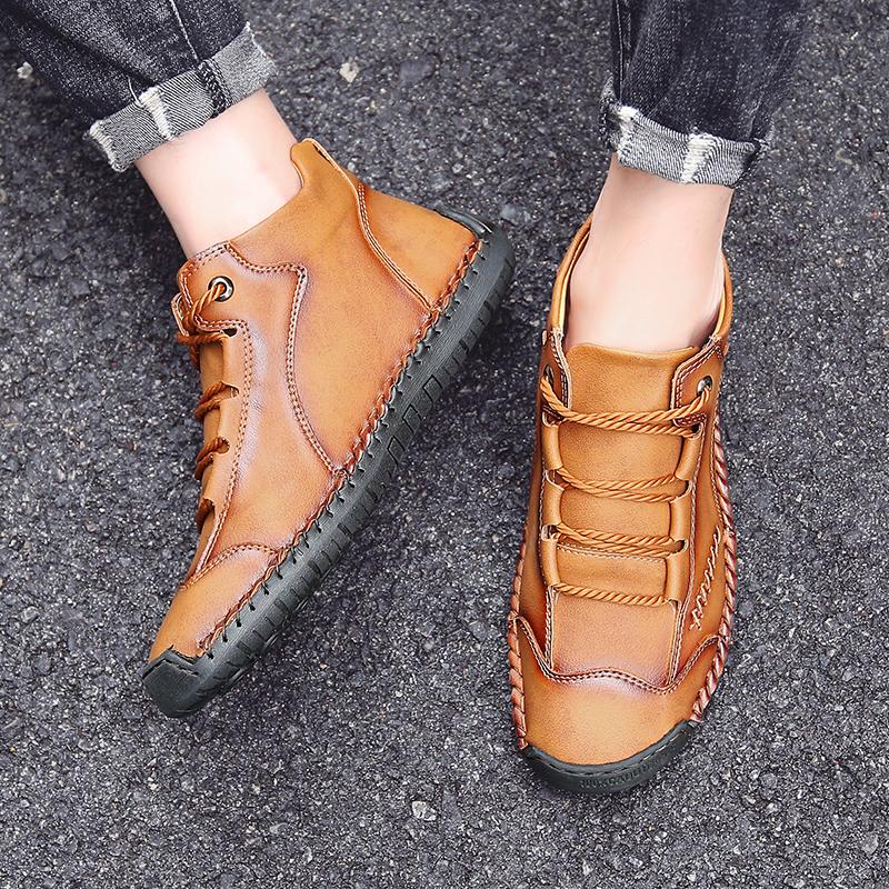 38-48 Men's High-top Large Size Casual Shoes Fashion Retro Casual Leather Boots