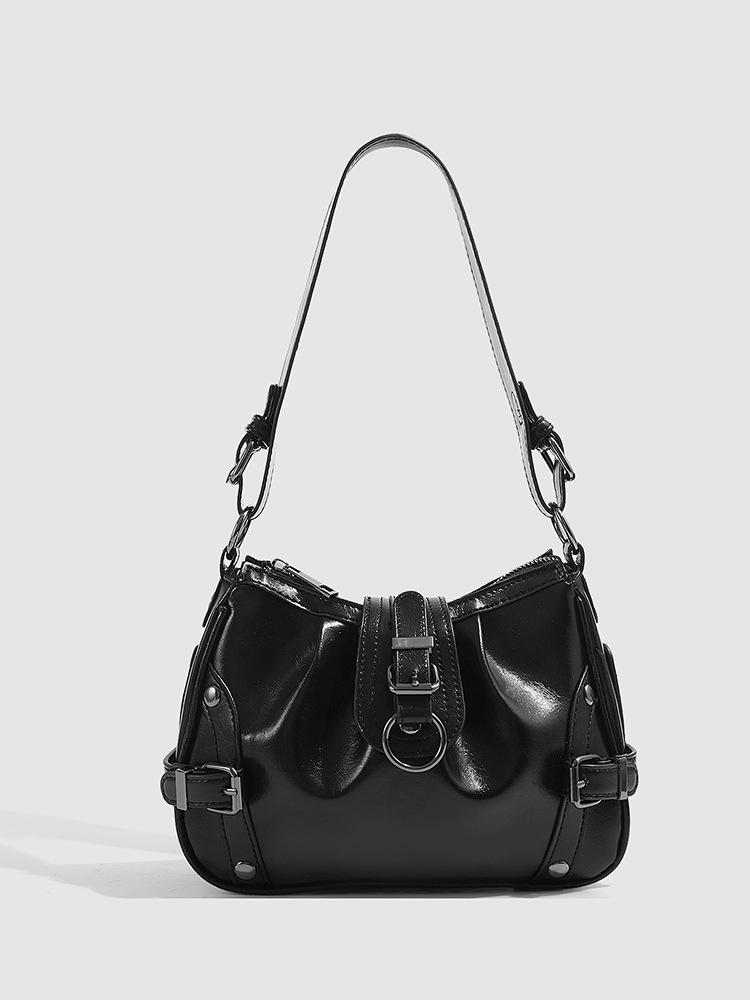 

Spice girl style Hobo modern locomotive bag niche design fashionable underarm bag fashion high sense portable shoulder bag чёрный