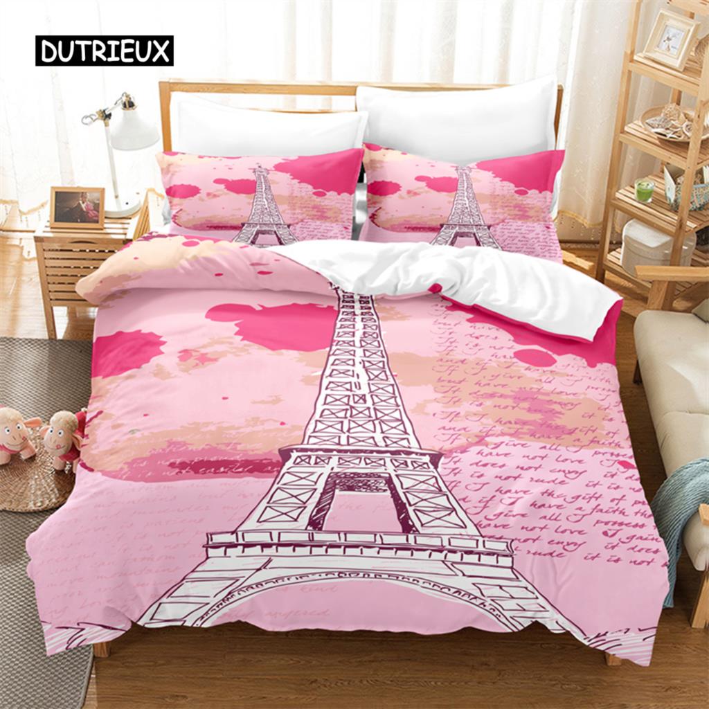 Eiffel Tower Bedding Set Duvet Cover Set 3d Bedding Digital Printing Bed Linen Queen Size Bedding Set Fashion Design