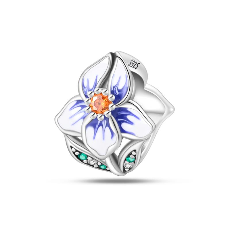 Copper Craft Plum Blossoms Azaleas Sunflowers Cherry Blossoms Sparkling Zircon Beads Charms Birthday Diy Exquisite Jewelry
