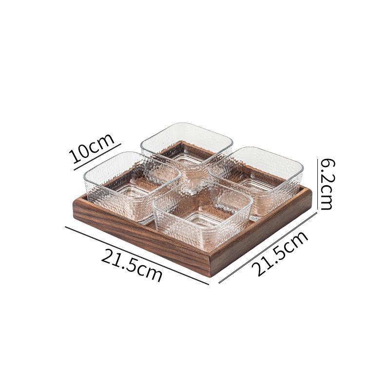 Creative Glass Walnut Fruit Bowl with Compartments for Snacks & Desserts