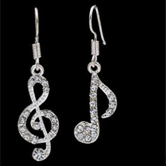 Elegant Crystal Asymmetric Note Earrings for Women - Popular Fashion Jewelry