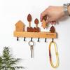 Solid Wood Wall Key Hook Creative Wall Mounted Entryway No Punch Key Organizer