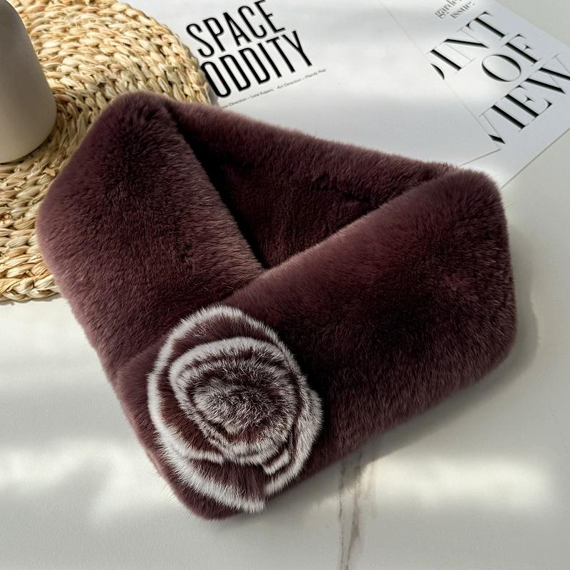 Elegant Double-sided Otter Rabbit Hair Scarf Korean Version Temperament Flower Mother Female Fur Scarf Female Winter Warm Magnetic Buckle