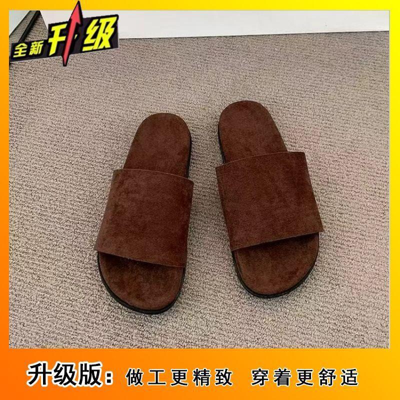 Korean version of comfortable flat-bottomed versatile cool slippers for women in the summer of 2025, new fairy wind one-word cool slippers for wome