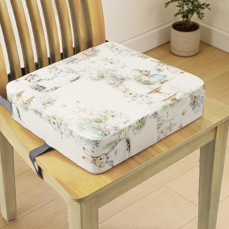 Booster Seat for Dining Table Printed Pattern Kids Booster Seat with Safety Buckles Anti-Slip Bottom Heightening Cushion