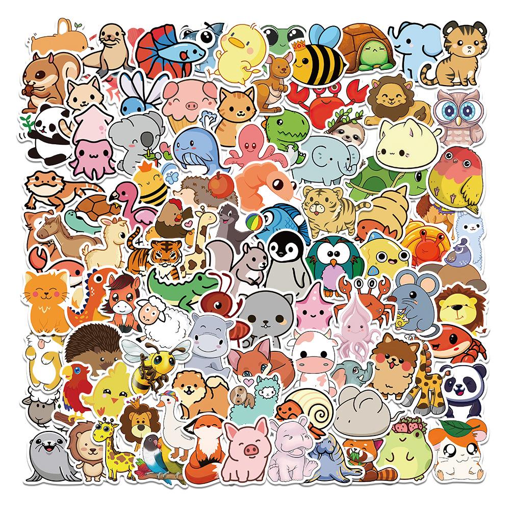 100pcs Cute Cartoon Animals Mix Graffiti Stickers DIY Phone Guitar Laptop Notebook Suitcase Cup Waterproof Decals