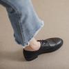 Women's 2024 Autumn British Style Black Leather Lace-Up Flat Loafers with Soft Soles