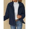 2024 Autumn/Winter Women's Ribbed Plush Lapel Cardigan Jacket