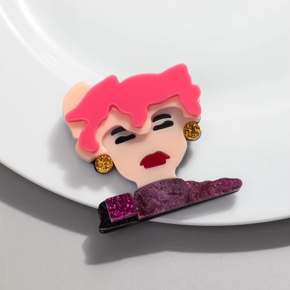 Cute Abstract Lady Acrylic Brooches Pins for Women Personalized Funny Cartoon Girls Figure Resin Badge Jewelry Accessories Gifts