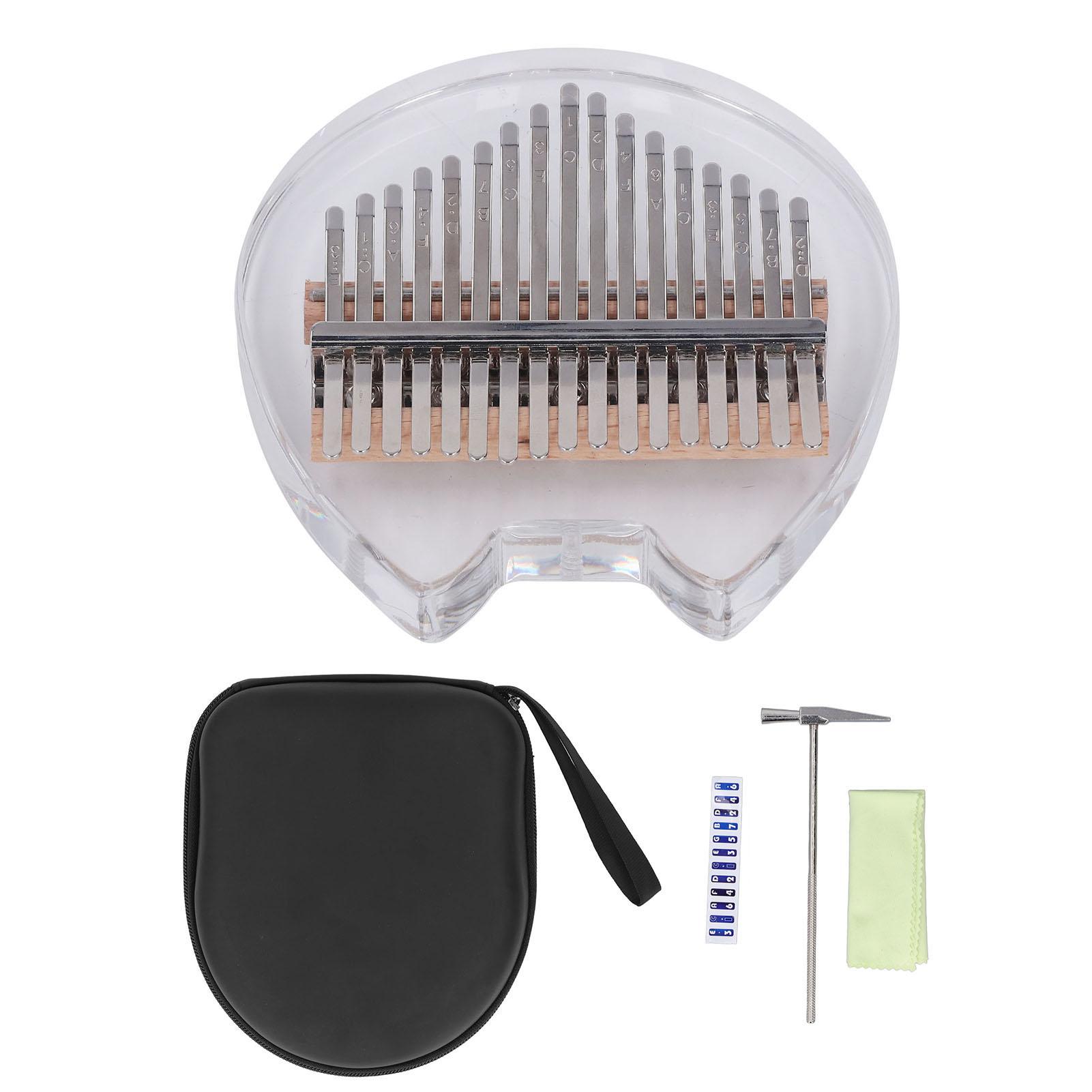 

Thumb Finger Piano 17 Key Acrylic Transparent Bear Pattern Board Easy Playing Kalimba Instrument