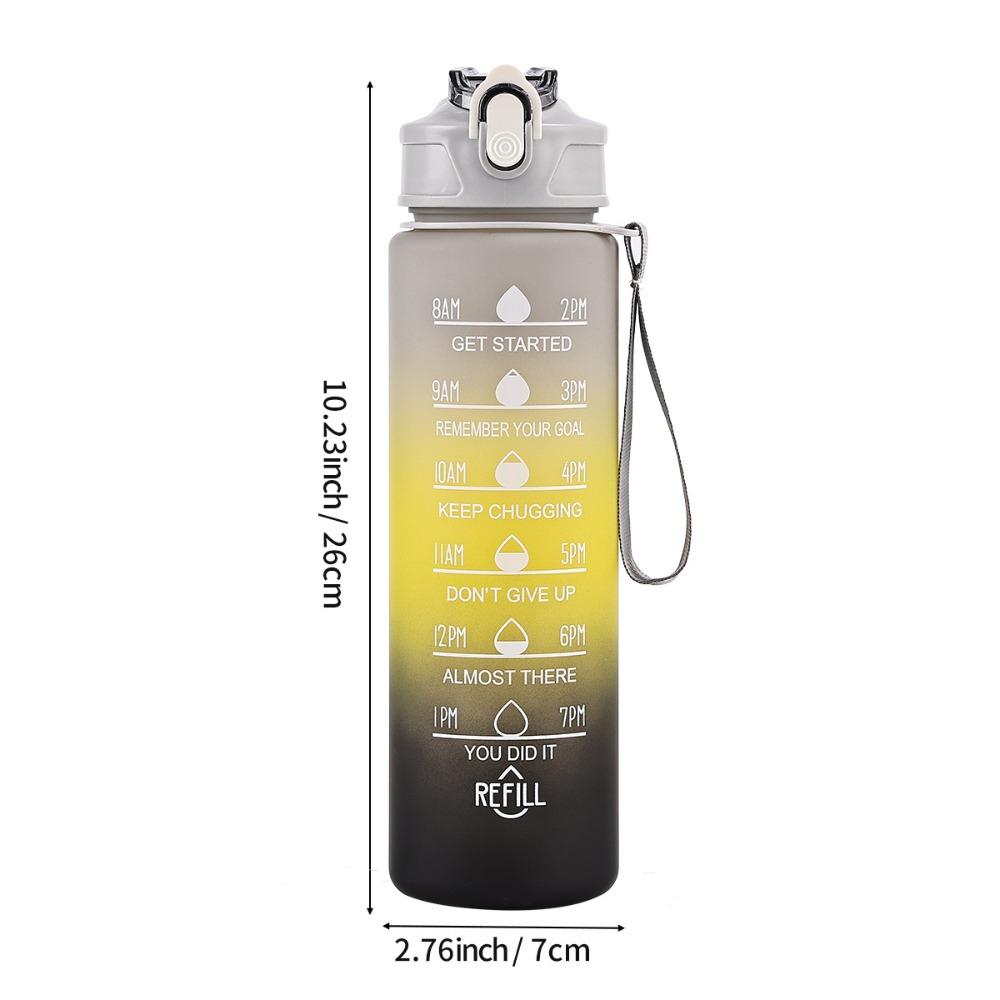 750ML Large Capacity Water Bottle Portable Plastic Sports Water Cup with Time Marker Leak-proof Travel Kettle
