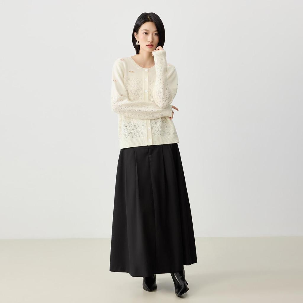 Northern Deer Heart-Shaped Jacquard Knit Wool Cardigan