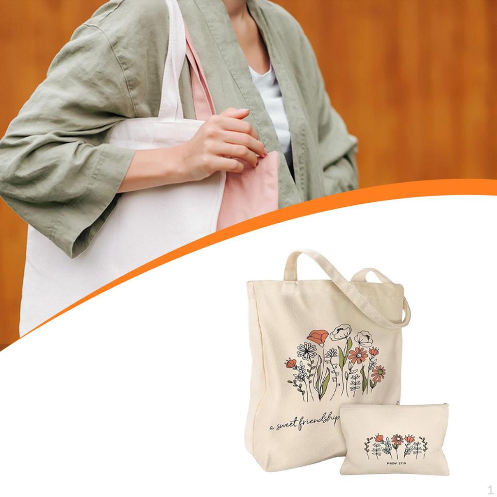 Canvas Tote Bag Grocery Holder for Travel Commuting Summer Work