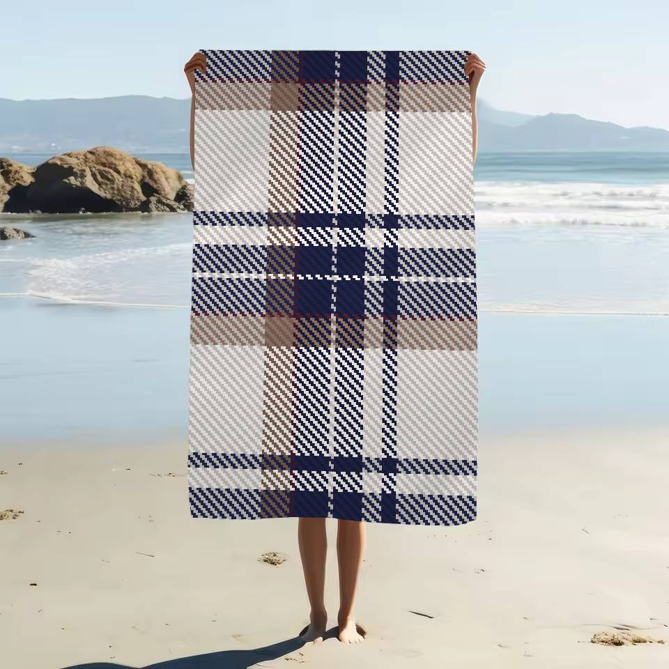 Scottish Tartan Print Beach Towel For Kids Bath Towel Pool Towel Vacation Gift Picnic Towel Party Gift
