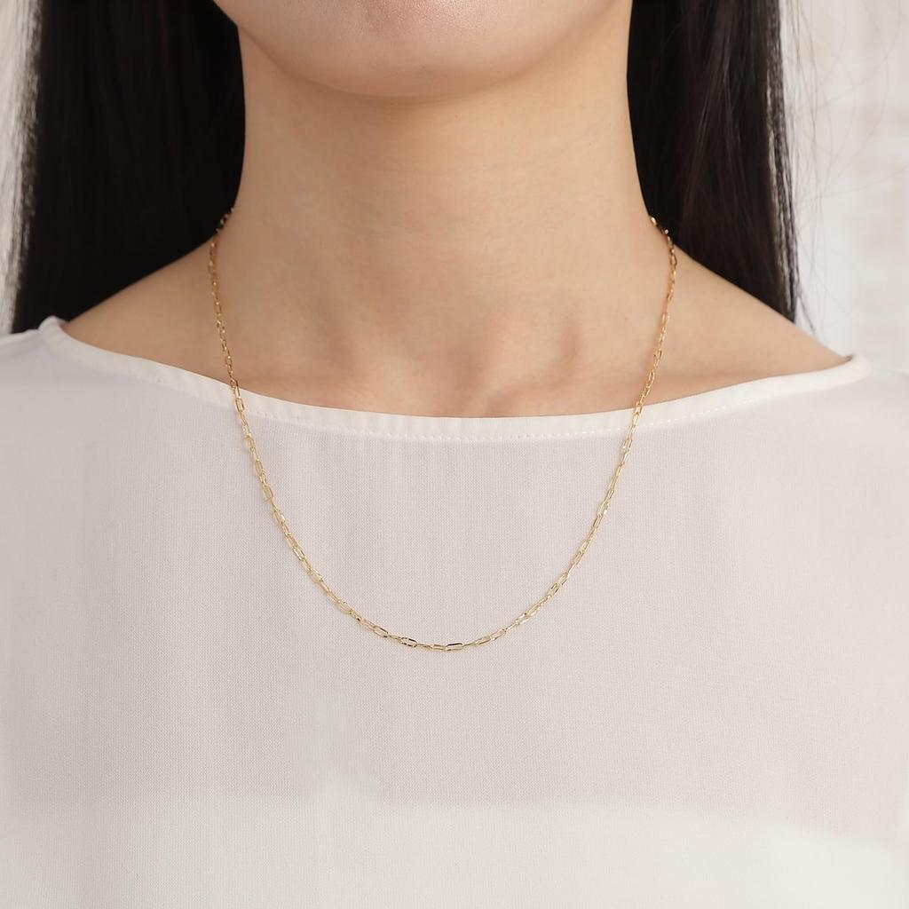 18K Gold Necklace with 50cm and Hollow Azuki Jewelry H-Clip Chain, Length, 1.9mm Width, Men's Women's Accessory, Chain,