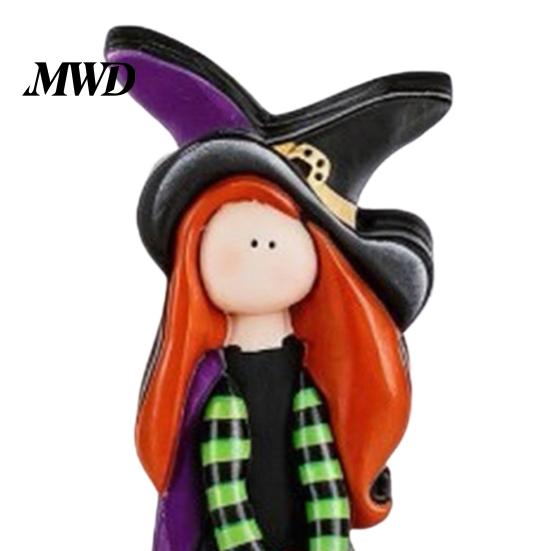 Halloween Gift for Friends Witch Table Decoration, Cute Wooden Centerpiece, Farmhouse Autumn Decorations Ornament with Broomstick Pumpkin Ghost