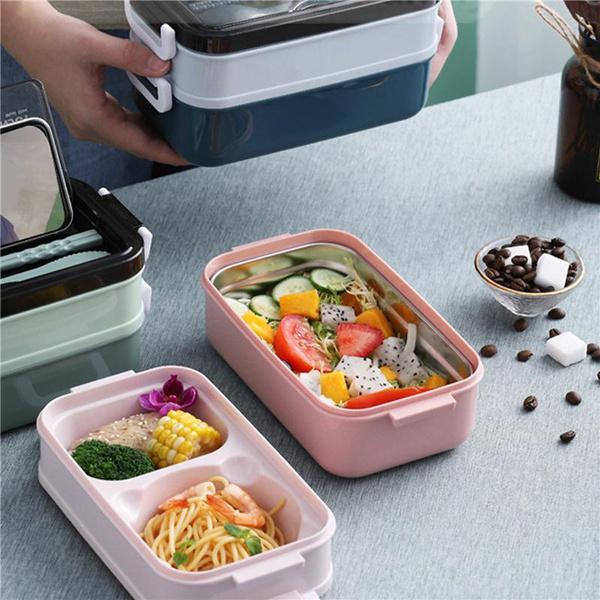 Lunchbox, Bento-Box für Studenten, Büroangestellte, doppellagiger Mikrowellen-Heiz-Lunchbehälter, Lebensmittelaufbewahrungsbehälter