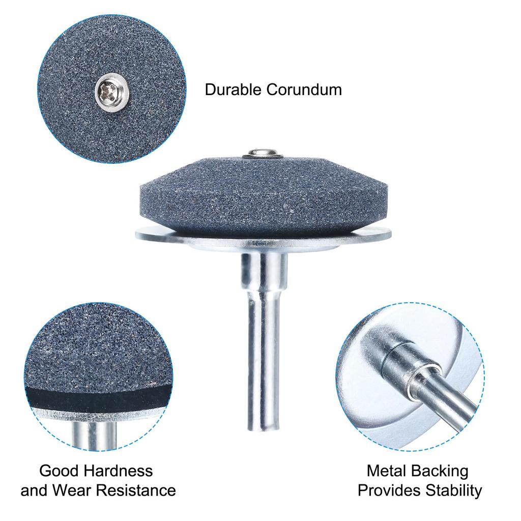 uxcell Lawn Mower Blade Sharpening 5 Rotating Corundum Lawn Mower Blade Sharpening Stones with Metal Backing and Black Blade Balancer for Power Hand