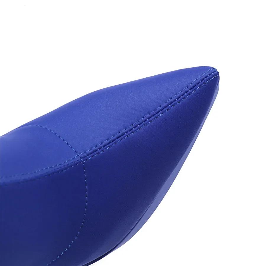 Women Platform Ankle Boots High Thick Heels Pointed Toe Rosy Red Purple Stretch Satin Party Club Lady Autumn Slip-on Short Boots