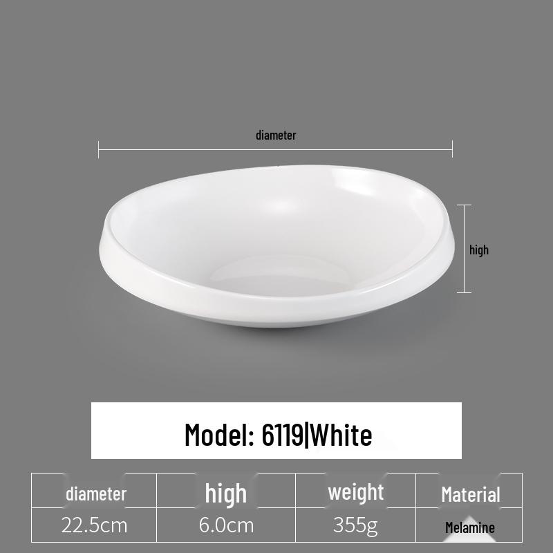 Irregular Shaped White Melamine Plates for Hotel & Restaurant - Porcelain Imitation Cold Dish Saucers