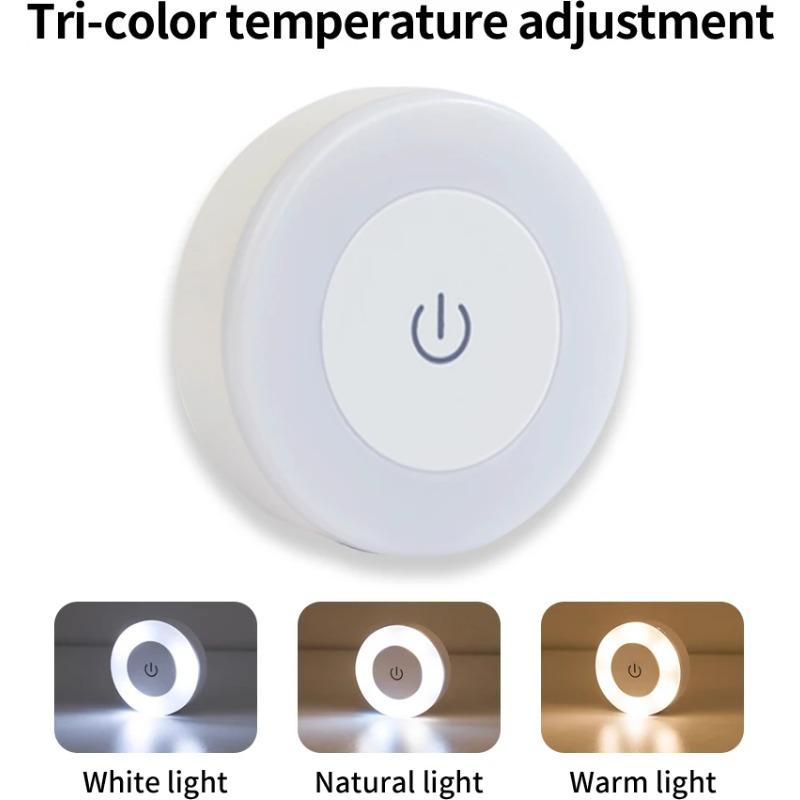 LED Night Lights 3 Modes Dimming Round Sensor Lamps USB Charged Magnetic Wall Light for Kitchen Bedroom Wardrobe Closet Lighting