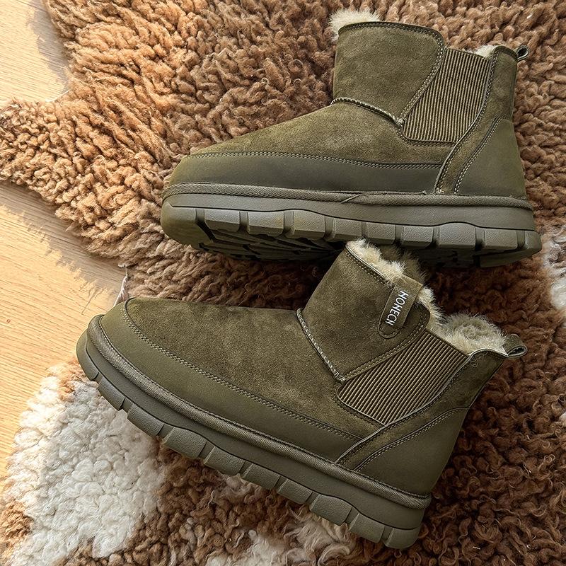 High-top waterproof elastic snow boots winter fur integrated warm thickened flat-bottomed non-slip large cotton shoes