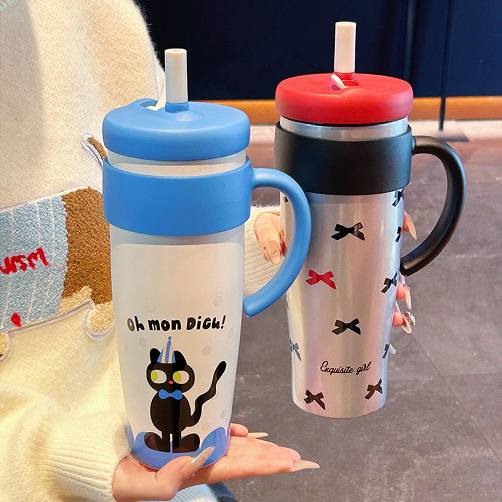 Lock Cylinder Bingba Cup Double-layer Vacuum 316 Stainless Steel Water Cup Car Straw Cup Women's Thermos Cup