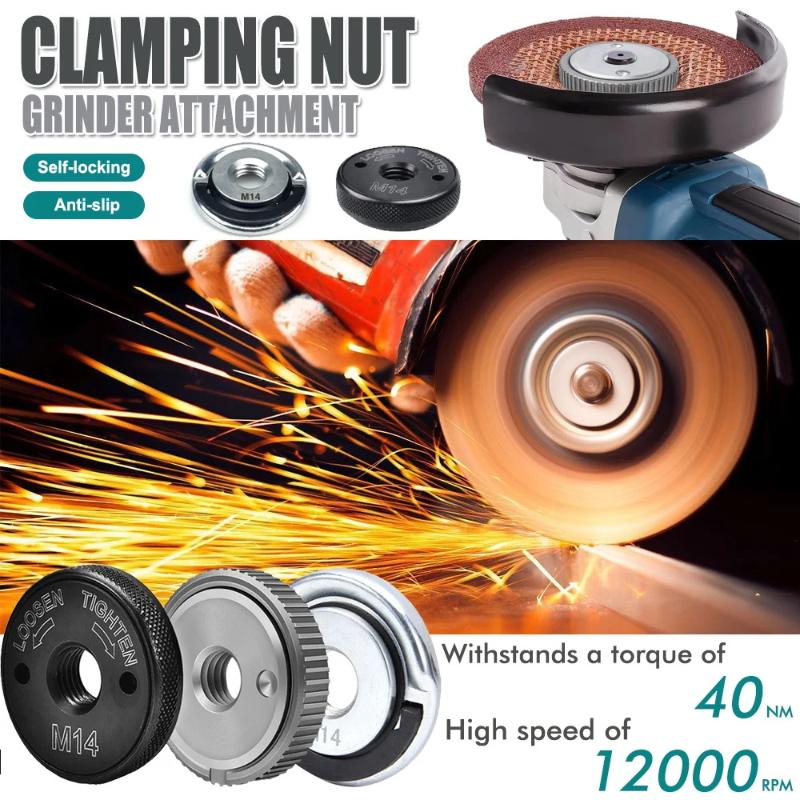 1Pc New M14 Thread Angle Grinder Self-locking Pressing Plate Black Quick Release Flange Nut Clamping Power Chuck Tools Parts