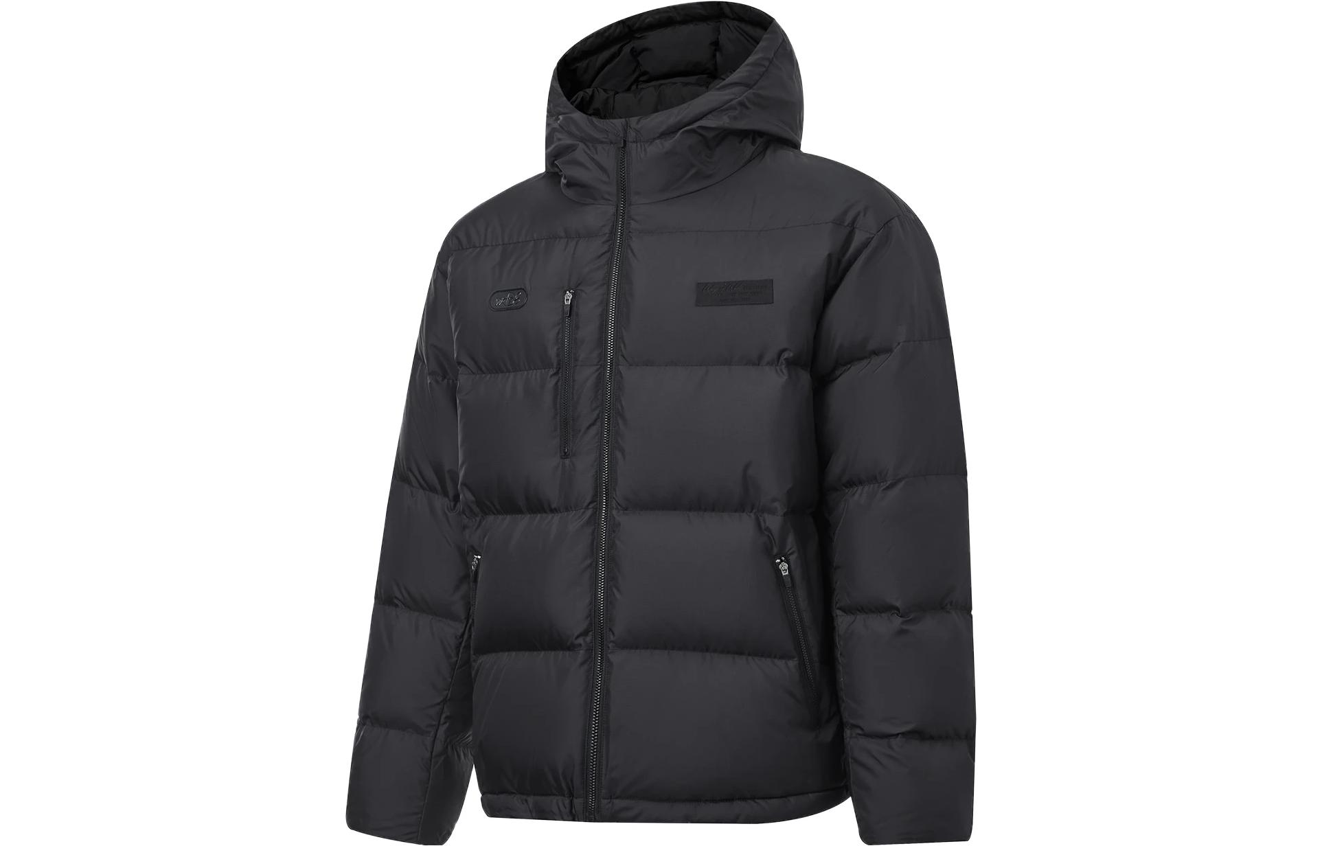 Li Ning Down Jackets Men s Black Hooded Moderate Down Jacket AYMT155-1 3XL