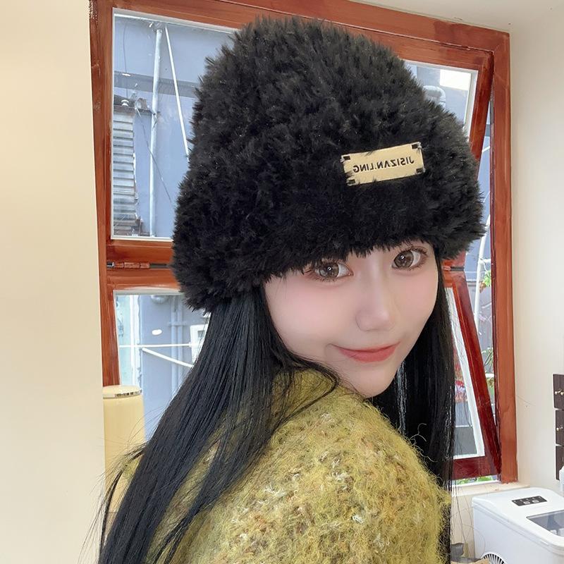 Wool Hats for Autumn and Winter Women's Versatile Knitted Headbands Show Face Small Warm Plush Cold Hat Big Head Circumference Piles of Hats