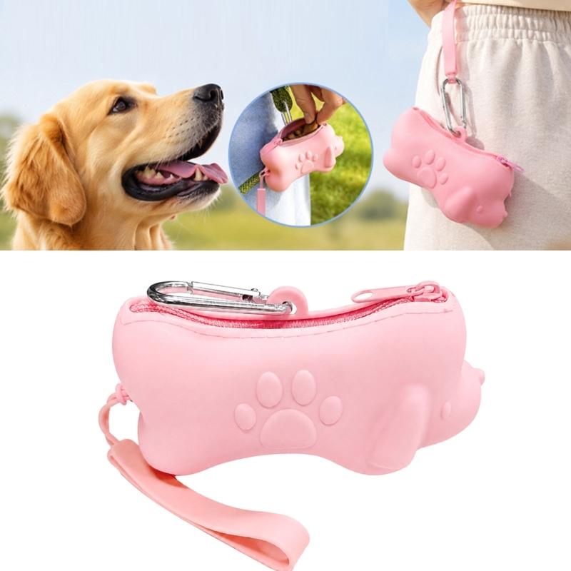 Dog Walking Reward Bag with Flexible Pouch Body, Secure Closure, Metal Clip and Hand Loop for Carrying Food Rewards