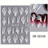 Halloween 5D Embossed Skull Hand Nail Art Stickers - Self-Adhesive, Sparkle Finish, DIY Manicure Decals for Festive Nail Designs
