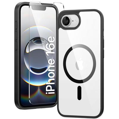 Magnetic Case for iPhone 17e / 16e, MagSafe, Black + 9H Tempered Glass