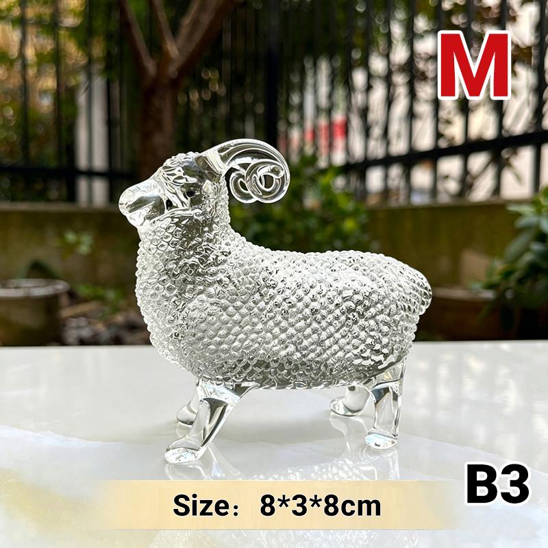 Crystal Sheep Figurine 2027 Zodiac Sheep Statue Home Desktop Bookshelf Office Ornament Sheep Decor Feng Shui Bring Fortune
