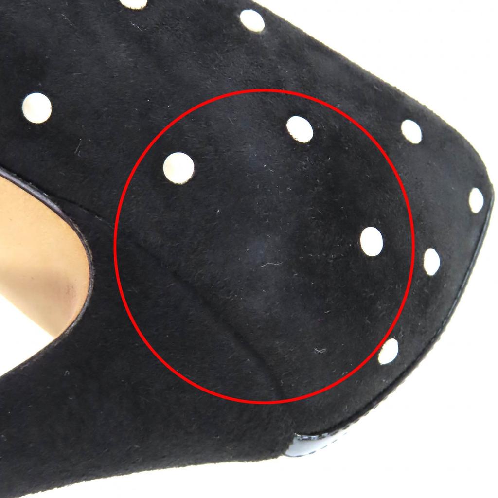 Great CHANEL pumps COCO Mark Faux Pearl Patent Leather Suede black 36 G33423 Used