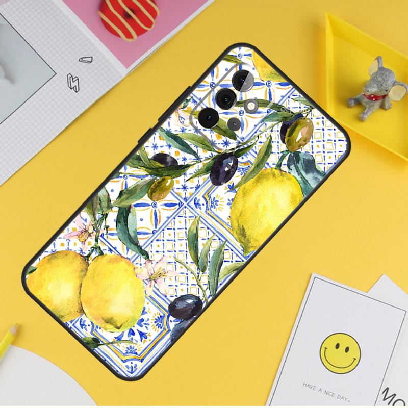 Carcasă de telefon cu lămâie mediteraneană pentru Samsung Galaxy A14 A34 A54 A12 A32 A52 A51 A71 A53 A33 A13 A15 A25 A35 A55