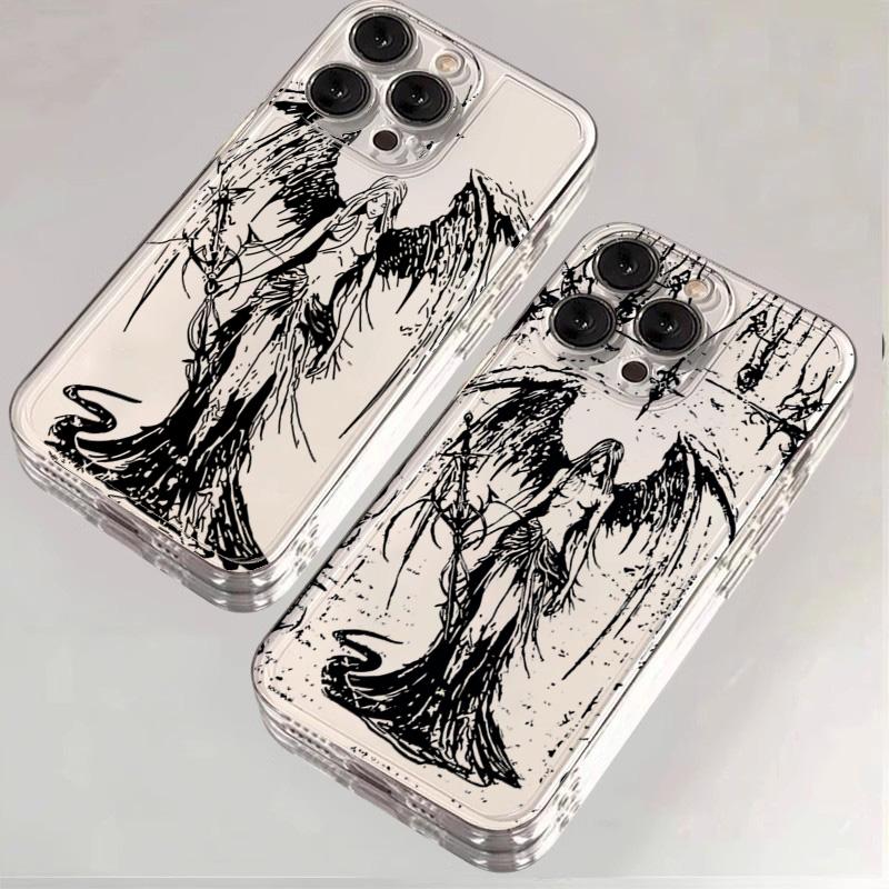 Angel Girl Transparent Personalized Phone Case Iphone16pro For iPhone 16 15 Pro Max 16E 14 13 12 11 XS X XR 7 8 Plus