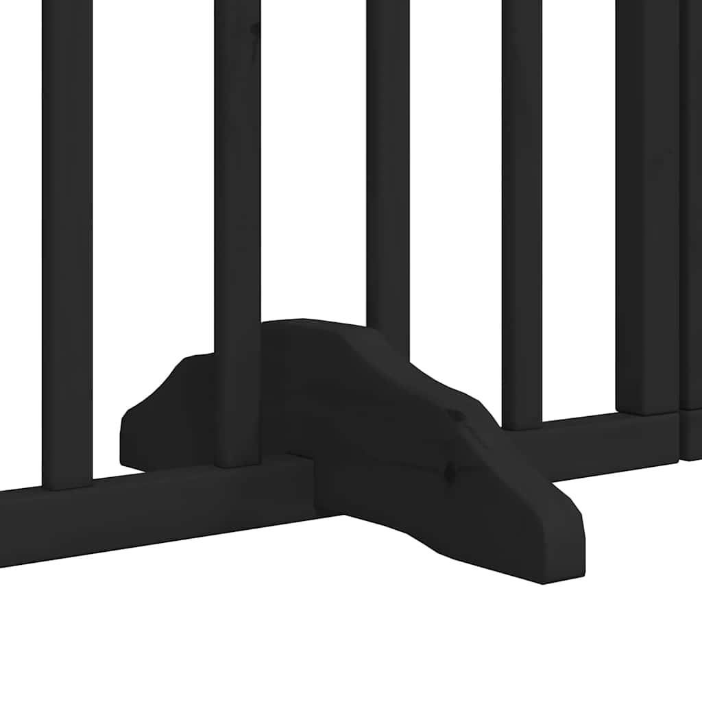 9 Piece Foldable Black Dog Gate 450 cm Poplar Wood