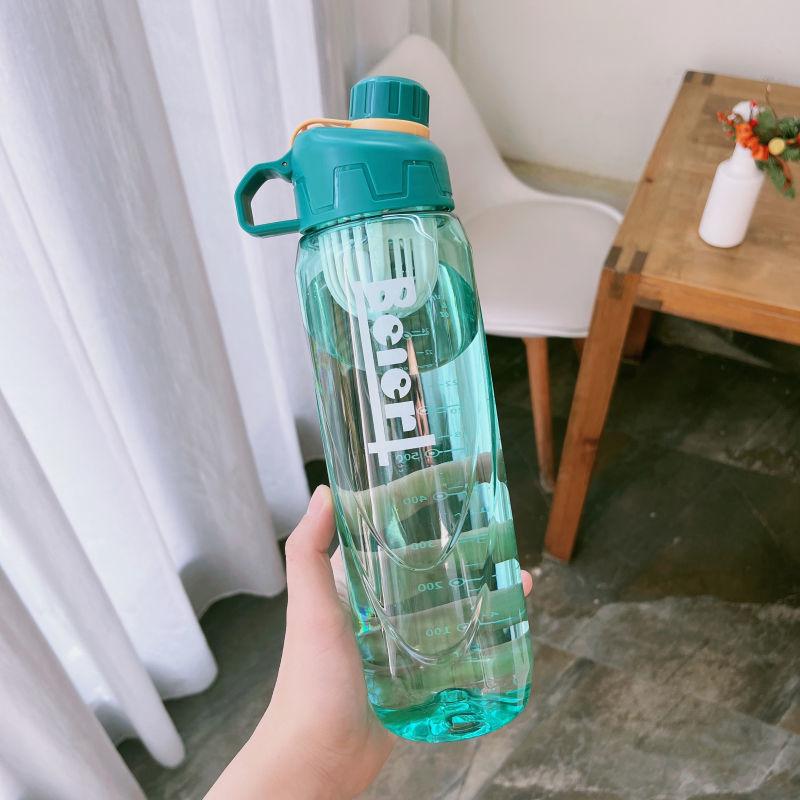 1L Water Bottle with Time Scale Fitness Outdoor Sports Water Bottles with Straw Transparent Leakproof Motivational Sport Cup